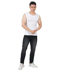 Men's Premium Sleeveless Modern Cotton Gym Vest Round Neck Slim Fit for All Season (Pack of 2) (XS, RED.White)-thumb2