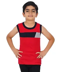 Kids Boy's Premium Sleeveless Vest Smooth and Comfort Fit for All Season (Pack of 3) (65, Black,RED,Melange)-thumb1