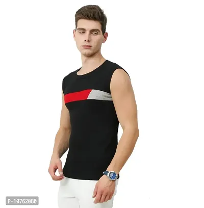 Men's Premium Sleeveless Modern Cotton Gym Vest Round Neck Slim Fit 1014 (Pack of 5)-thumb3
