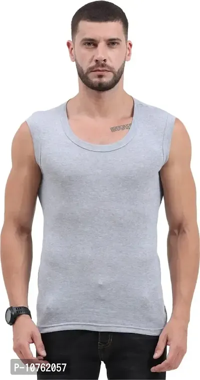 Men's Premium Sleeveless Modern Cotton Gym Vest Round Neck Slim Fit for All Season (Pack of 1)