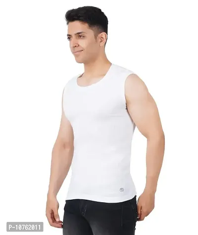 Men's Premium Sleeveless Modern Cotton Gym Vest Round Neck Slim Fit for All Season (Pack of 2) (M, Black.White)-thumb5