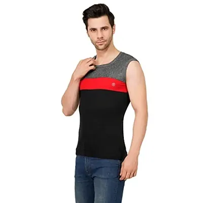 Men's Premium Sleeveless Modern Cotton Gym Vest Round Neck Slim Fit for All Season 1018 (Pack of 1)