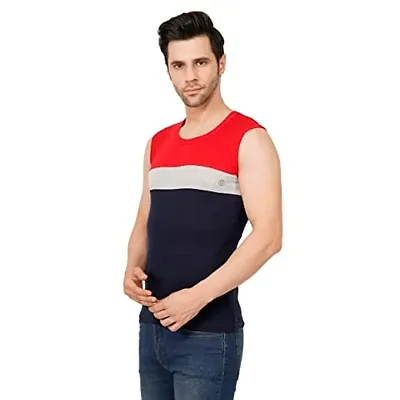 Men's Premium Sleeveless Modern Cotton Gym Vest Round Neck Slim Fit for All Season 1018 (Pack of 1)