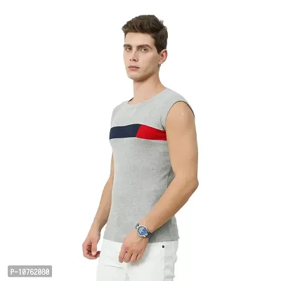 Men's Premium Sleeveless Modern Cotton Gym Vest Round Neck Slim Fit 1014 (Pack of 5)-thumb2