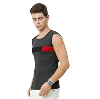 Men's Premium Sleeveless Modern Cotton Gym Vest Round Neck Slim Fit 1014 (Pack of 2)-thumb1