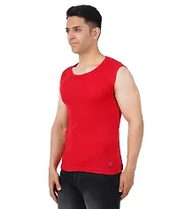 Men's Premium Sleeveless Modern Cotton Gym Vest Round Neck Slim Fit for All Season (Pack of 2) (XL, Black.RED)-thumb1