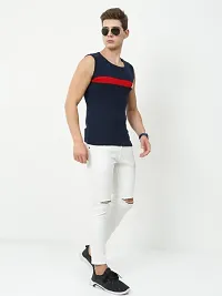 Multicoloured Cotton Rib Vest For Men-thumb1