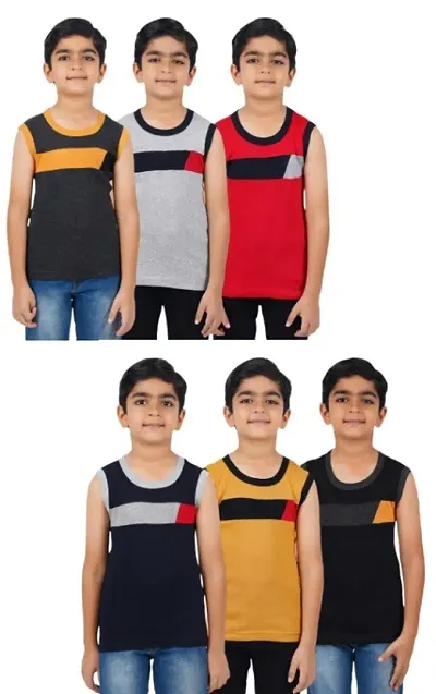 Boys Premium Sleeveless Vest Smooth and Comfort Fit for All Season (pack of 6)