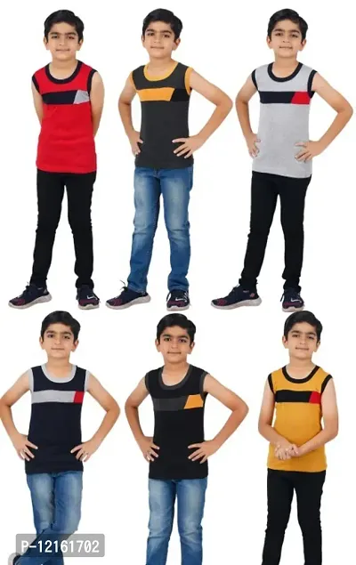 Boys Premium Sleeveless Vest Smooth and Comfort Fit for All Season (pack of 6)-thumb4