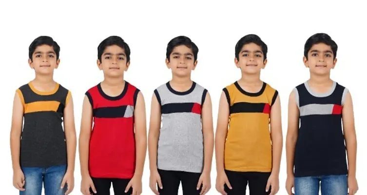 Boys Premium Sleeveless Vest Smooth and Comfort Fit for All Season (pack of 5)