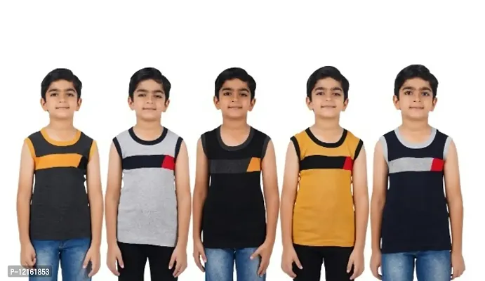 Boys Premium Sleeveless Vest Smooth and Comfort Fit for All Season (pack of 5)-thumb0