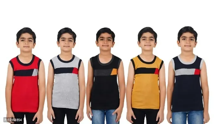 Boys Premium Sleeveless Vest Smooth and Comfort Fit for All Season (pack of 5)-thumb0