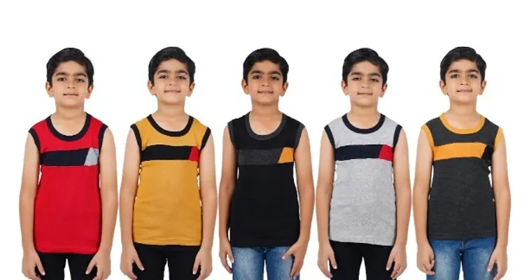 Boys Premium Sleeveless Vest Smooth and Comfort Fit for All Season (pack of 5)