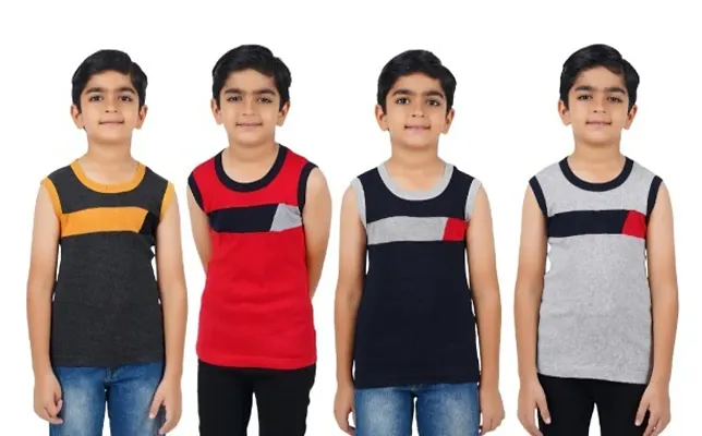 Boys Premium Sleeveless Vest Smooth and Comfort Fit for All Season (pack of 4)