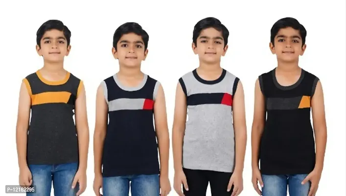 Boys Premium Sleeveless Vest Smooth and Comfort Fit for All Season (pack of 4)-thumb0