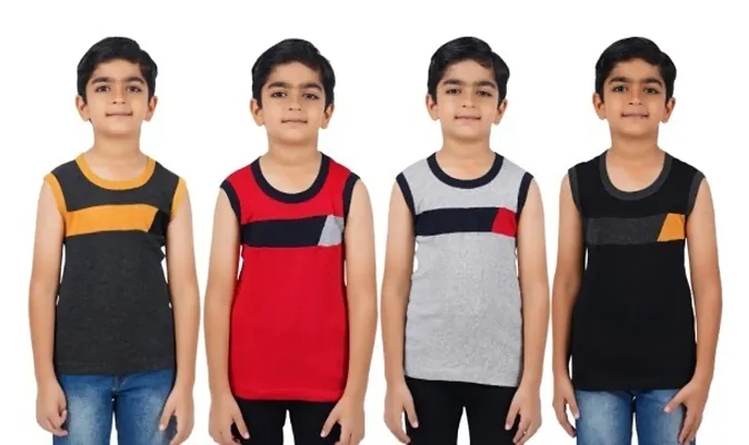 Boys Premium Sleeveless Vest Smooth and Comfort Fit for All Season (pack of 4)