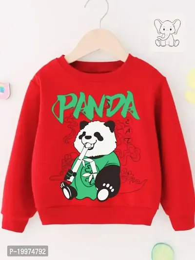 Kids BOYS   GIRLS Premium Sweat Shirt-RED ( Cute Panda Print)