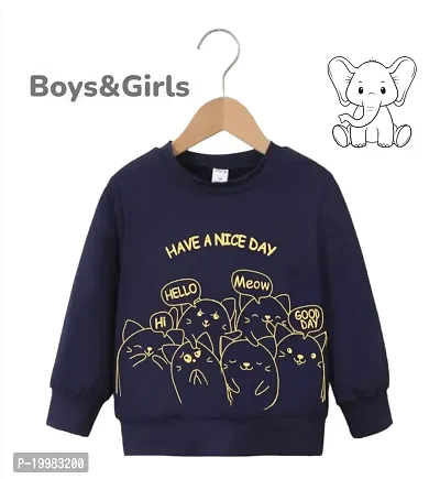 Kids BOYS   GIRLS Premium Sweat Shirt (Cute Cat Print) (1piece)-thumb0