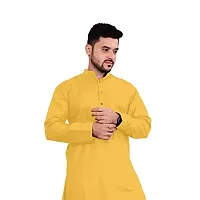 Kairavi fashion Men's Solid Cotton Blend Straight Kurta Only (Yellow); Size: Medium-thumb1