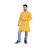 Kairavi fashion Men's Solid Cotton Blend Straight Kurta Only (Yellow); Size: Medium-thumb2