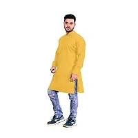 Kairavi fashion Men's Solid Cotton Blend Straight Kurta Only (Yellow); Size: Medium-thumb3