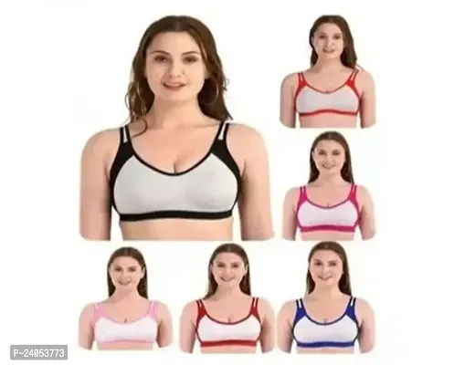 Stylish Fancy Cotton Blend Solid Non Padded Bras For Women Pack Of 6