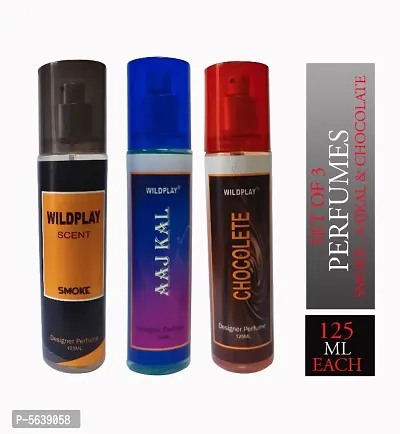 Set of 3 Smoke,Aajkal and Chocolate 125ml spray perfume