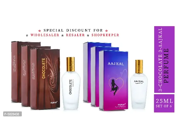 Set of 3 Aajkal and 3 Chocolate 25ml spray perfumes