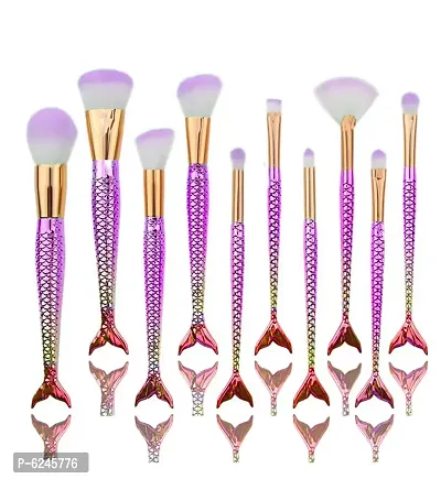 Mermaid Tail 10 in 1 makeup Brushes