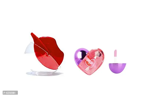 Lip Shape Appel Lipstick 1pc. and Heart Shape Magic Lip Gloss 1pc.