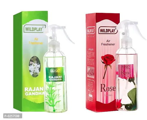 Wildplay Room freshener Rajnigandha 250ml 1pc. and Rose 250ml 1pc.