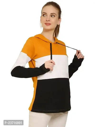 QUECY? Women's Cottonblend Colorblock Long Sleeve Hooded Sweatshirt