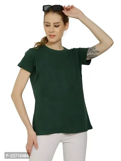 QUECY? Women's Cotton Round Neck Regular Fit Short Sleeve T-Shirt