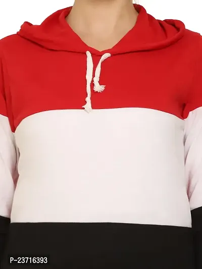 QUECY? Women's Cottonblend Colorblock Long Sleeve Hooded Sweatshirt-thumb2