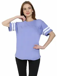 QUECY? Women's Cotton Stripe Round Neck Regular Fit Half Sleeve T-Shirt-thumb1