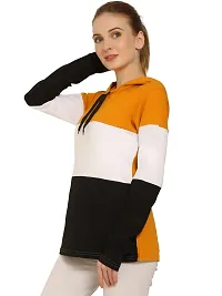 QUECY? Women's Cottonblend ColorBlock Long Sleeve Hooded Sweatshirt-thumb1