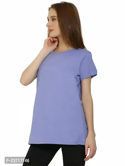 QUECY? Women's Cotton Round Neck Regular Fit Short Sleeve T-Shirt-thumb2