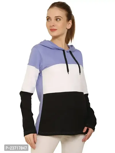 QUECY? Women's Cottonblend Colorblock Long Sleeve Hooded Sweatshirt