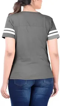 QUECY? Women's Cotton Stripe Round Neck Regular Fit Half Sleeve T-Shirt-thumb1