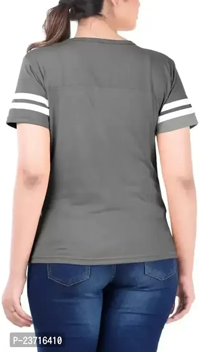 QUECY? Women's Cotton Stripe Round Neck Regular Fit Half Sleeve T-Shirt-thumb2