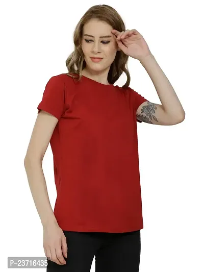QUECY? Women's Cotton Round Neck Regular Fit Short Sleeve T-Shirt-thumb3