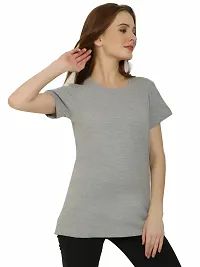 QUECY? Women's Cotton Round Neck Regular Fit Short Sleeve T-Shirt-thumb2