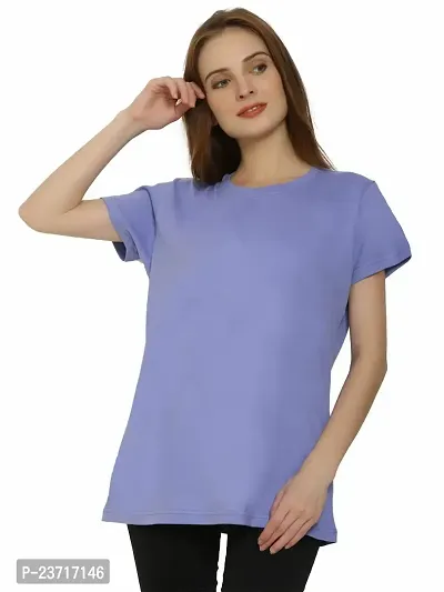 QUECY? Women's Cotton Round Neck Regular Fit Short Sleeve T-Shirt-thumb0