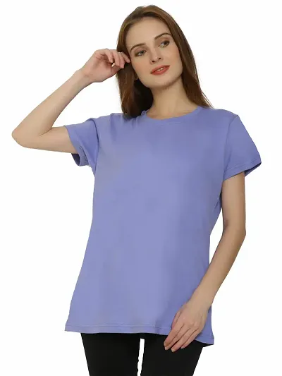 QUECY? Women's Cotton Round Neck Regular Fit Short Sleeve T-Shirt