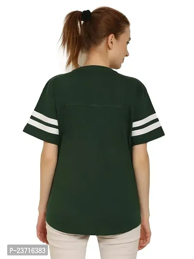 QUECY? Women's Cotton Stripe Round Neck Regular Fit Half Sleeve T-Shirt-thumb5