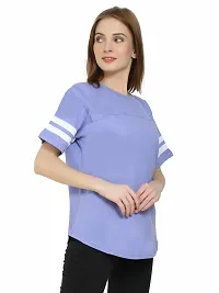 QUECY? Women's Cotton Stripe Round Neck Regular Fit Half Sleeve T-Shirt-thumb3