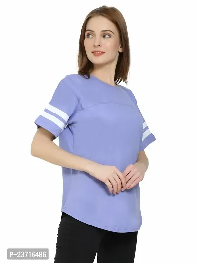 QUECY? Women's Cotton Stripe Round Neck Regular Fit Half Sleeve T-Shirt-thumb4