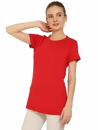 QUECY? Women's Cotton Round Neck Regular Fit Short Sleeve T-Shirt-thumb2