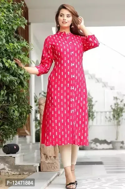 Stylish Rayon Printed Kurti For Women-thumb0