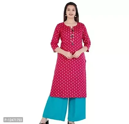 Stylish Rayon Printed Kurti With Bottom For Women